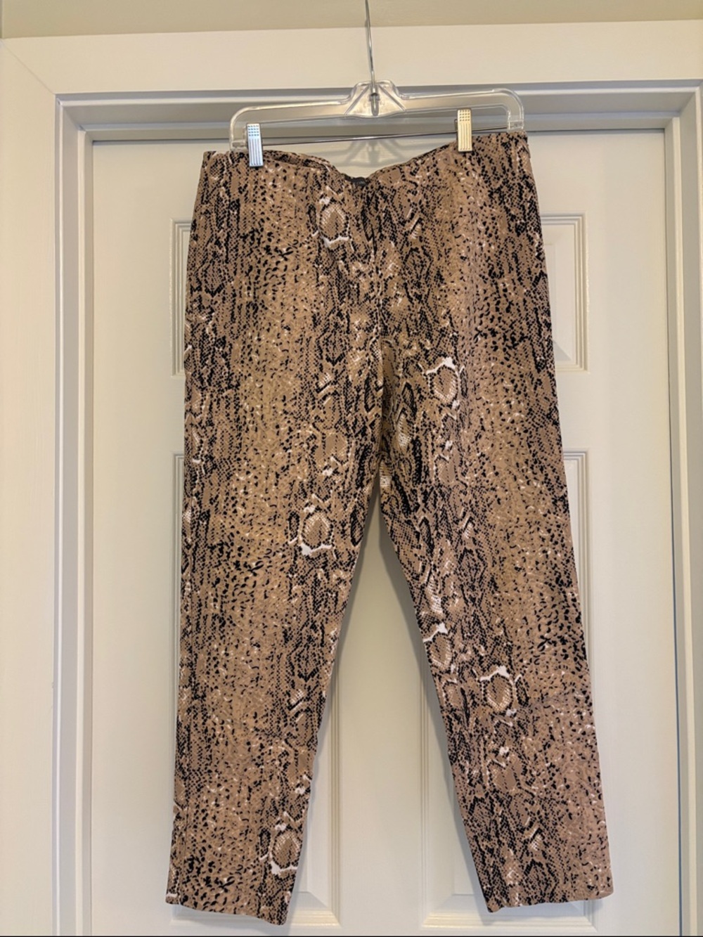 Vince Camuto Snake-Print Cropped Chinos in Beige and Black